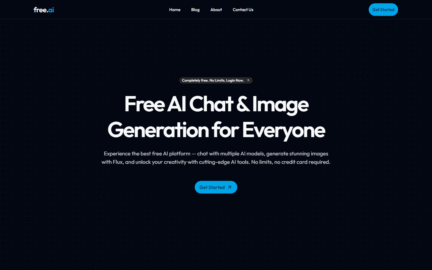 free.ai homepage with the headline Free AI Chat & Image Generation for Everyone.